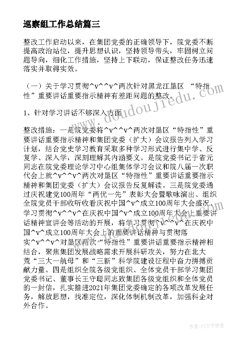 2023年巡察组工作总结(大全5篇)