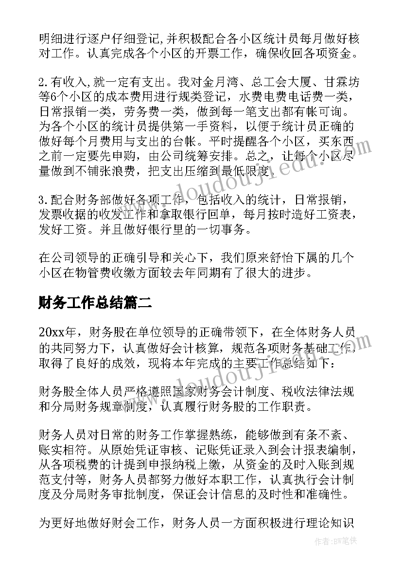 最新财务工作总结(大全6篇)