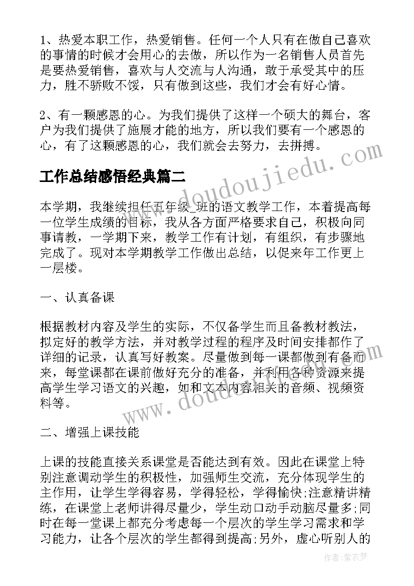 2023年工作总结感悟经典(精选10篇)