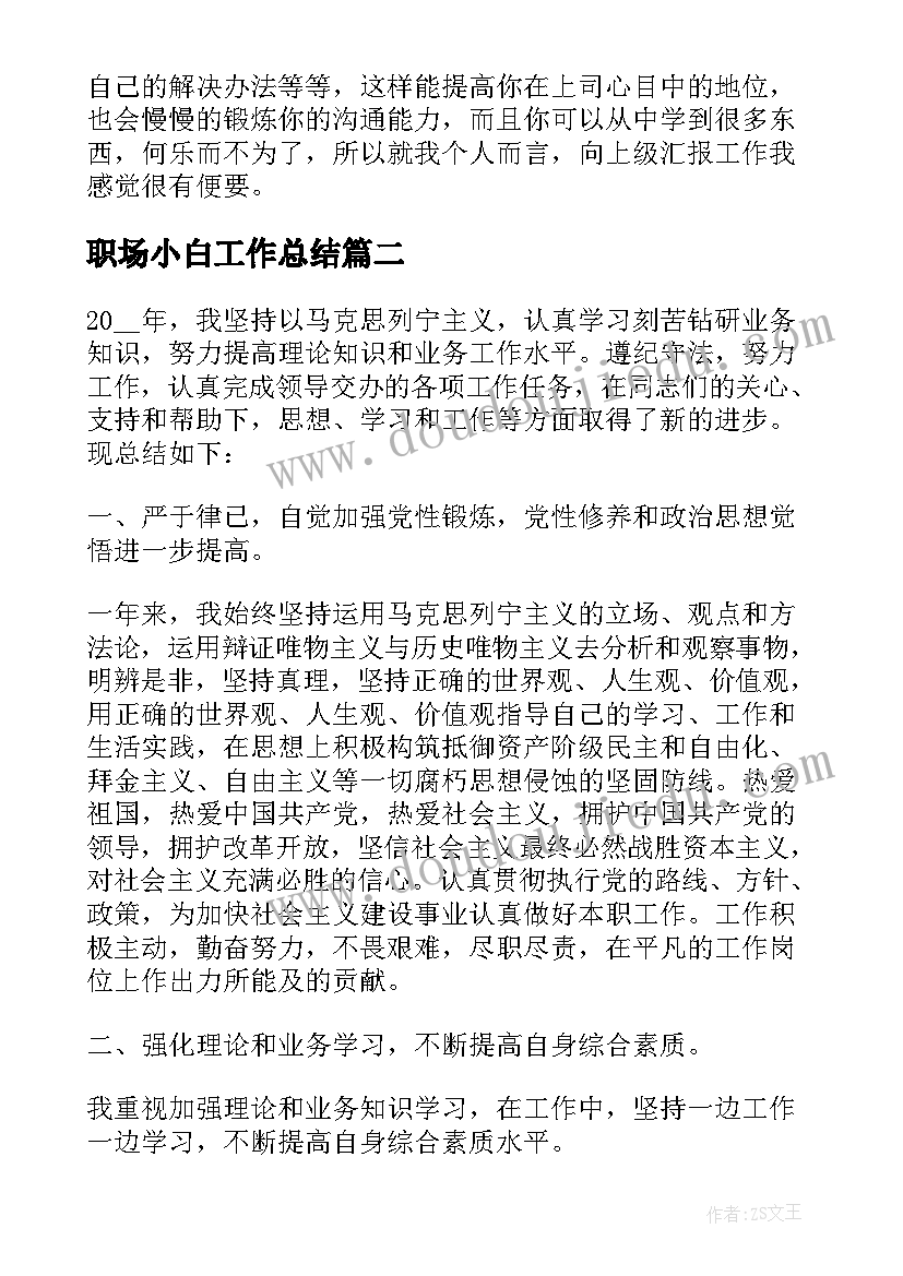 2023年职场小白工作总结(汇总7篇)