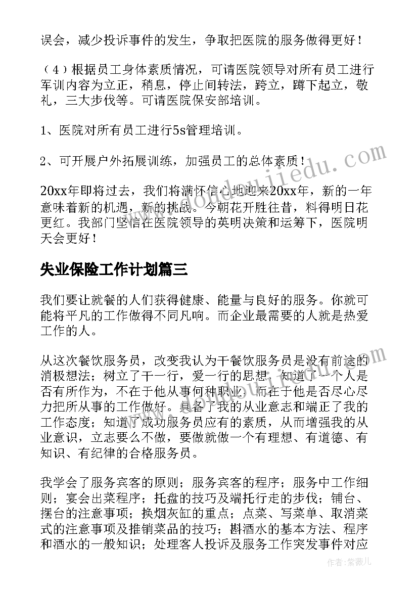 2023年失业保险工作计划(优秀7篇)