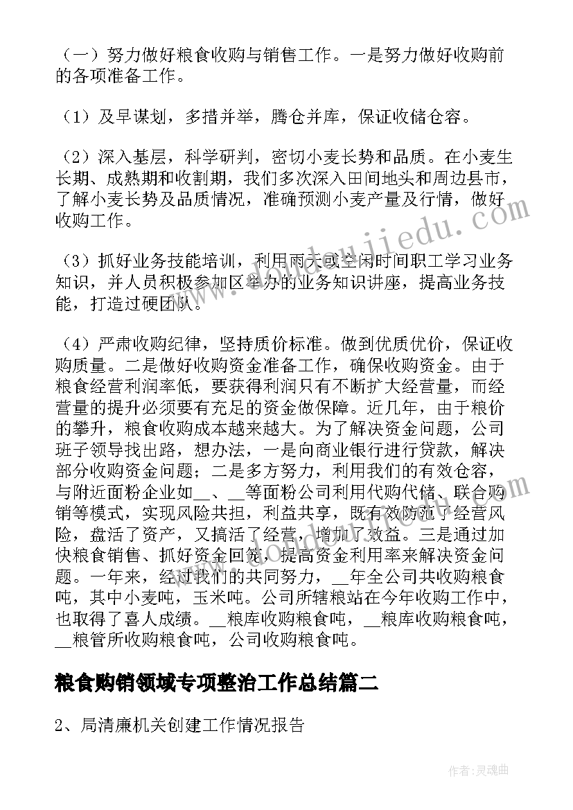 2023年粮食购销领域专项整治工作总结 粮食领域整治工作总结(大全6篇)