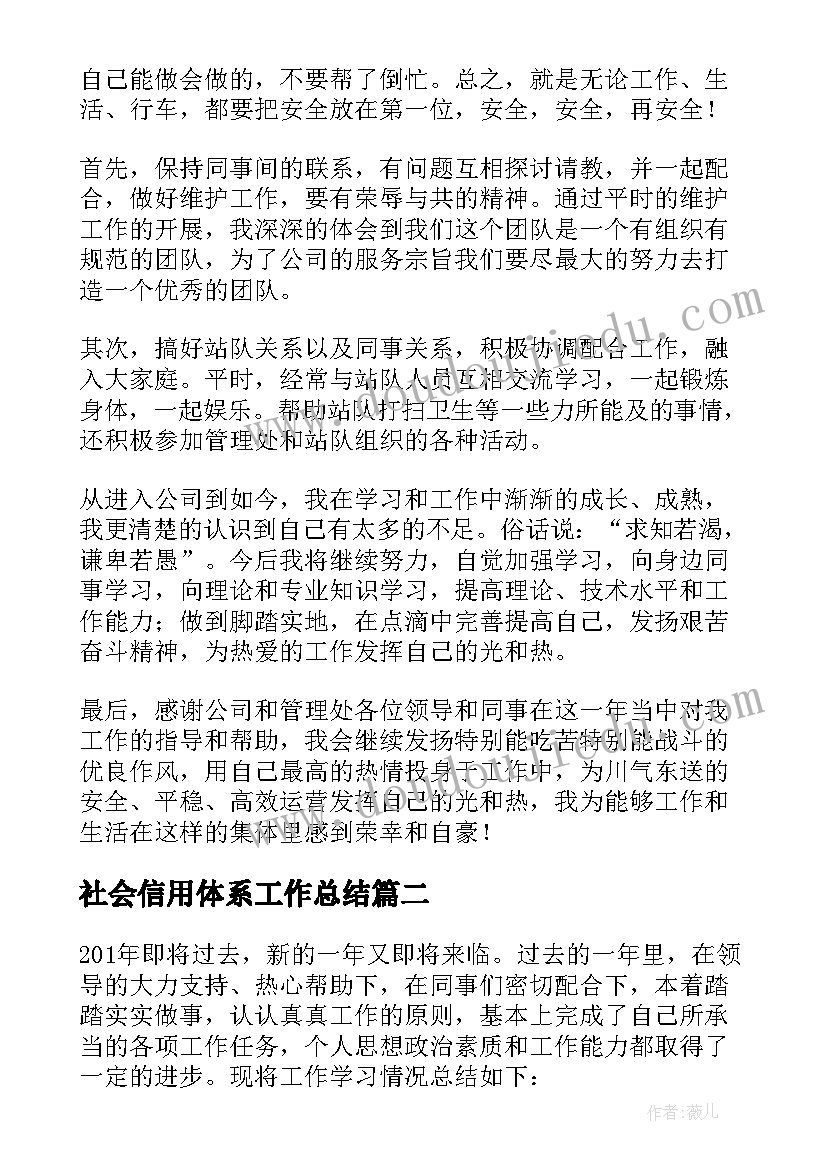 最新社会信用体系工作总结(模板8篇)