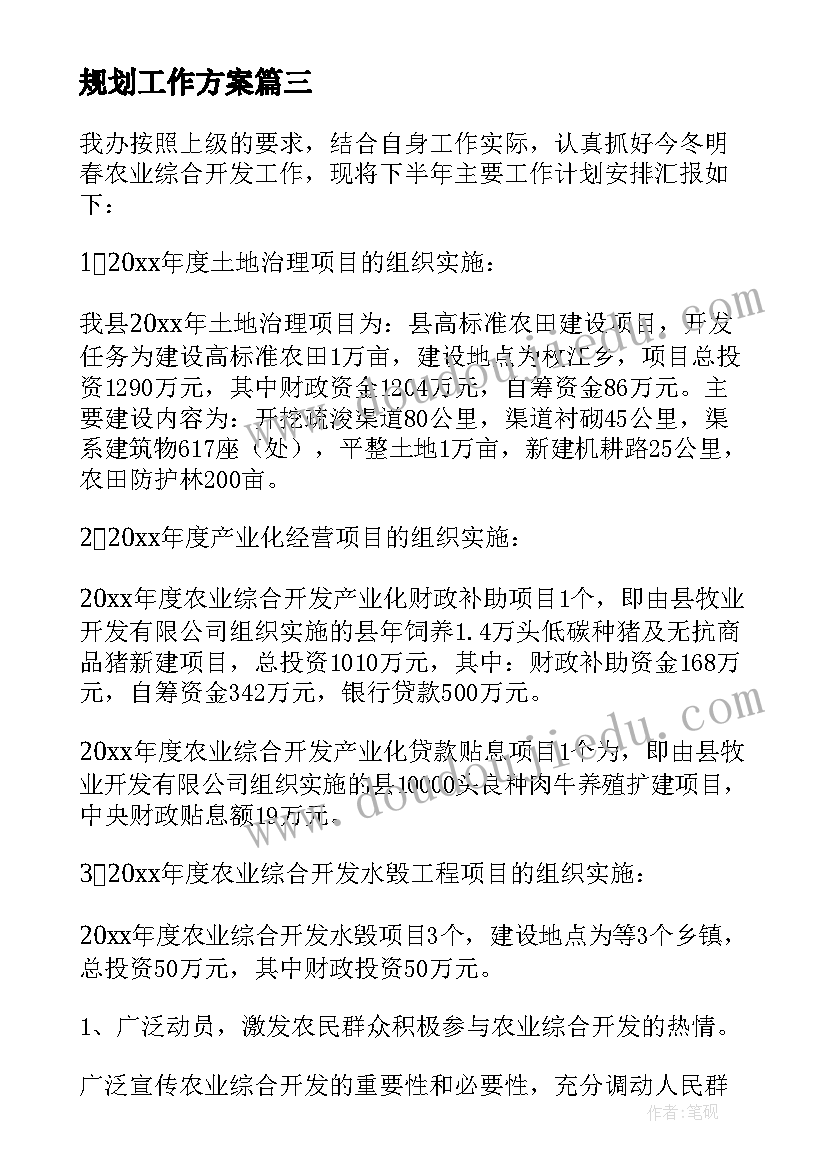 2023年规划工作方案(模板5篇)