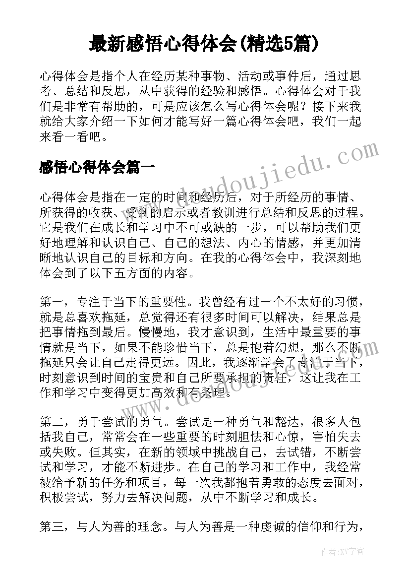 最新感悟心得体会(精选5篇)