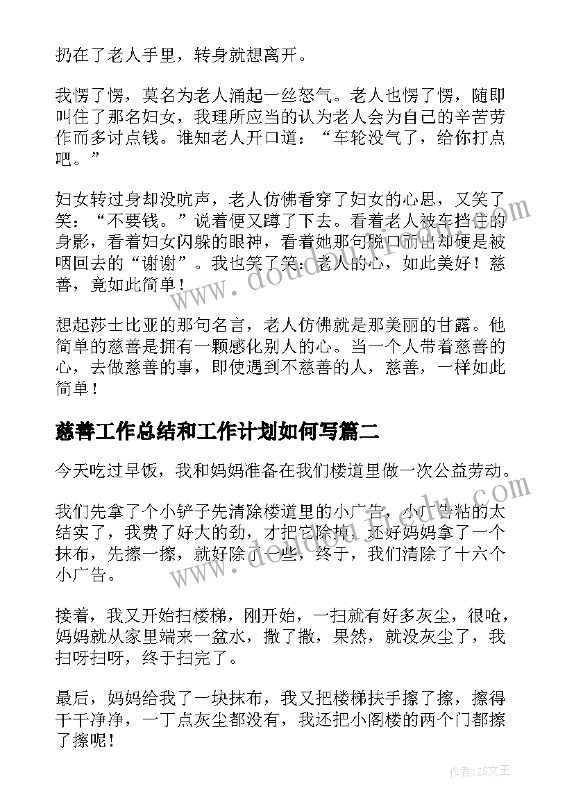 2023年慈善工作总结和工作计划如何写(大全5篇)