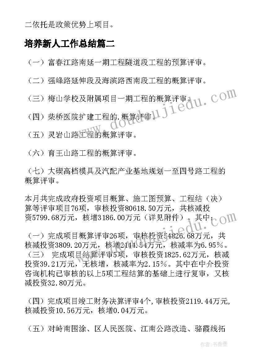 2023年培养新人工作总结(通用7篇)