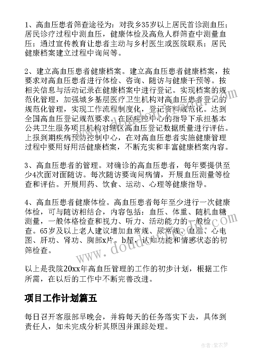 2023年项目工作计划(通用8篇)