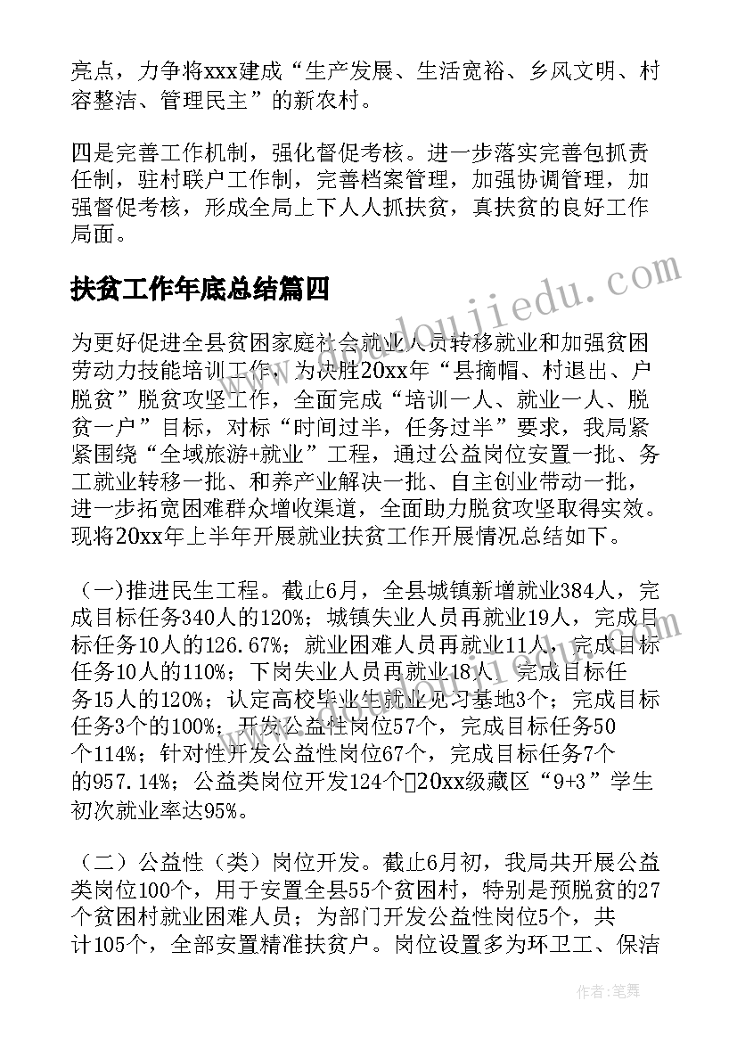 最新扶贫工作年底总结(精选7篇)