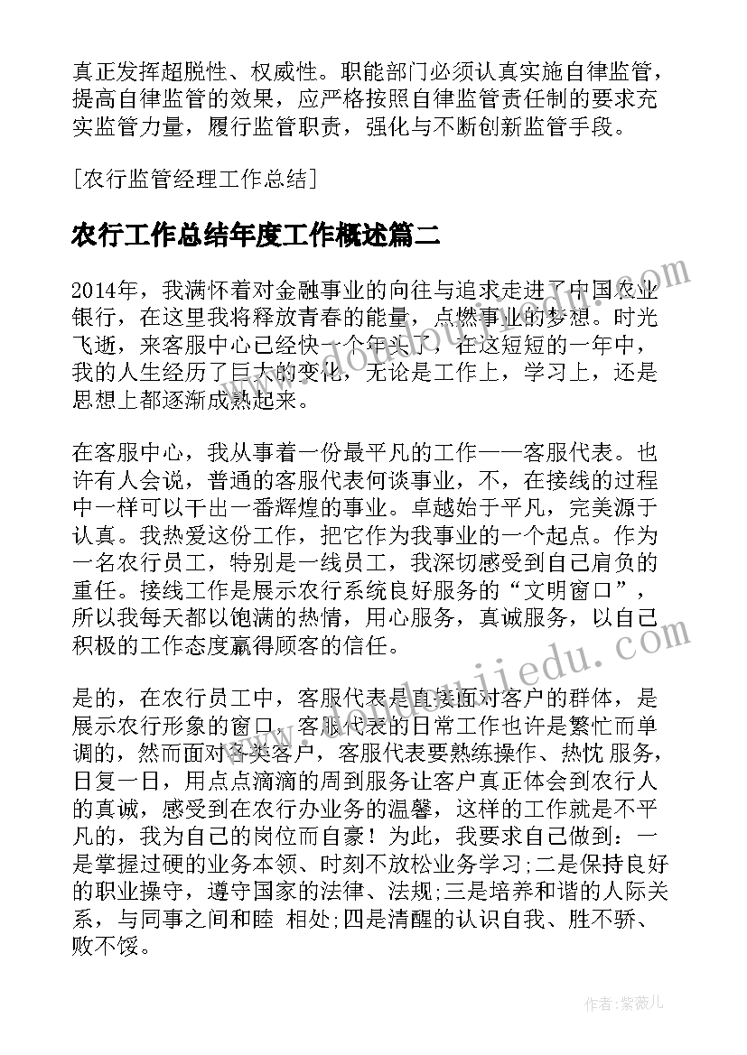 2023年农行工作总结年度工作概述(优质10篇)