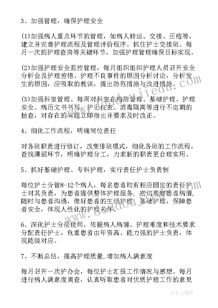 最新月护理工作计划及小结 护理工作计划(优质5篇)