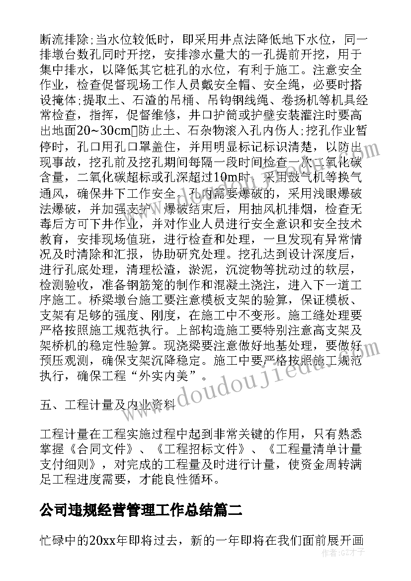 最新公司违规经营管理工作总结(模板5篇)