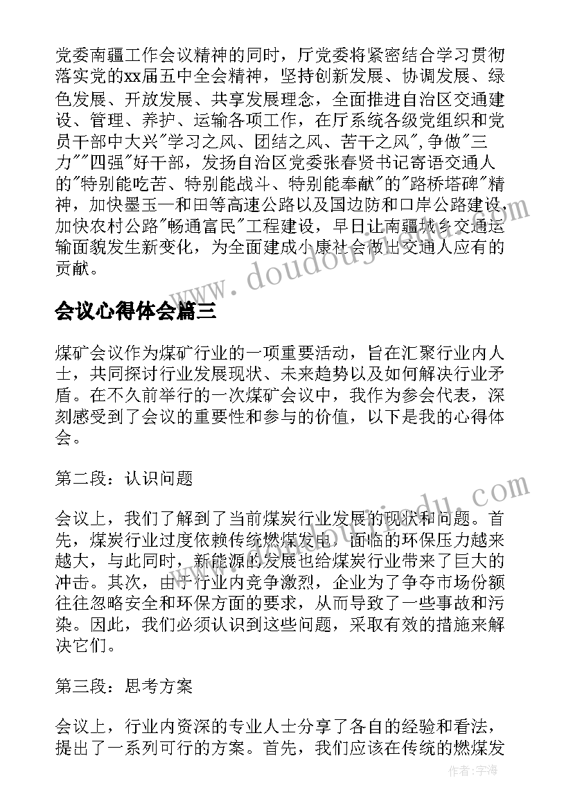 2023年会议心得体会(实用10篇)