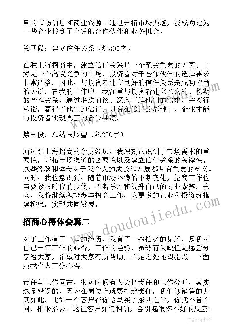 2023年招商心得体会(实用5篇)