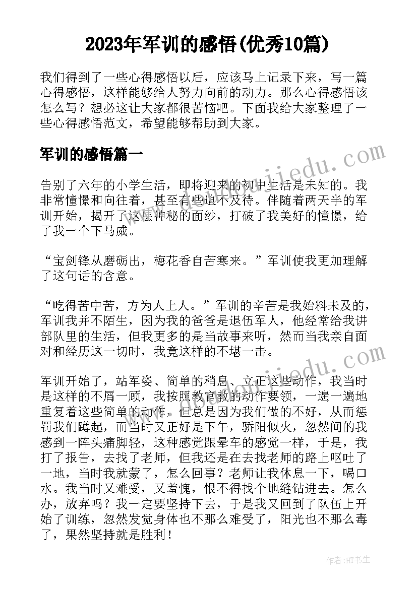 2023年军训的感悟(优秀10篇)