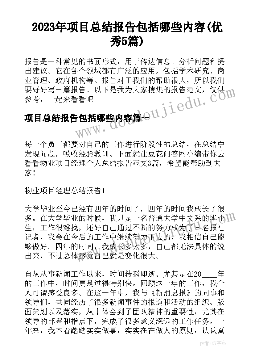 2023年项目总结报告包括哪些内容(优秀5篇)