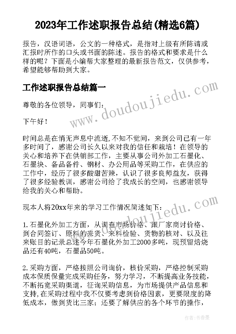 2023年工作述职报告总结(精选6篇)