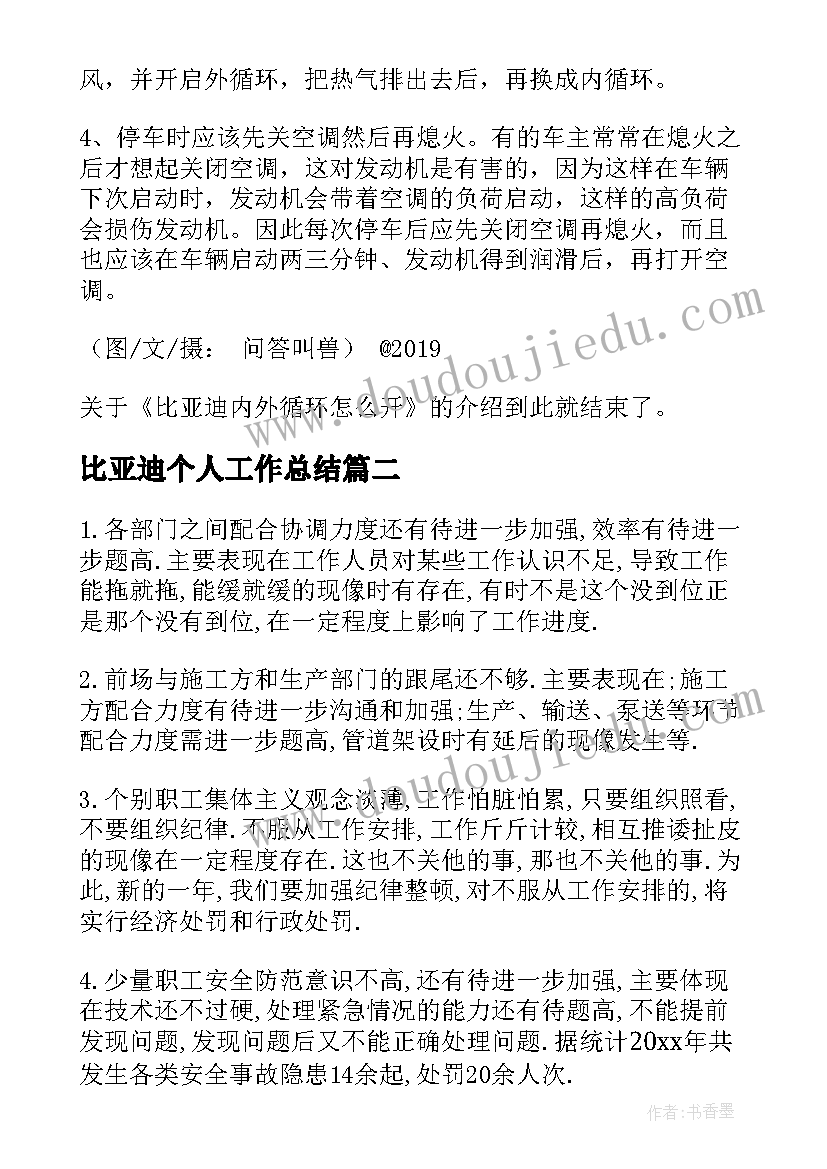 2023年比亚迪个人工作总结(大全5篇)