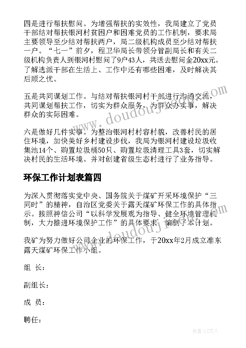 2023年环保工作计划表(实用5篇)