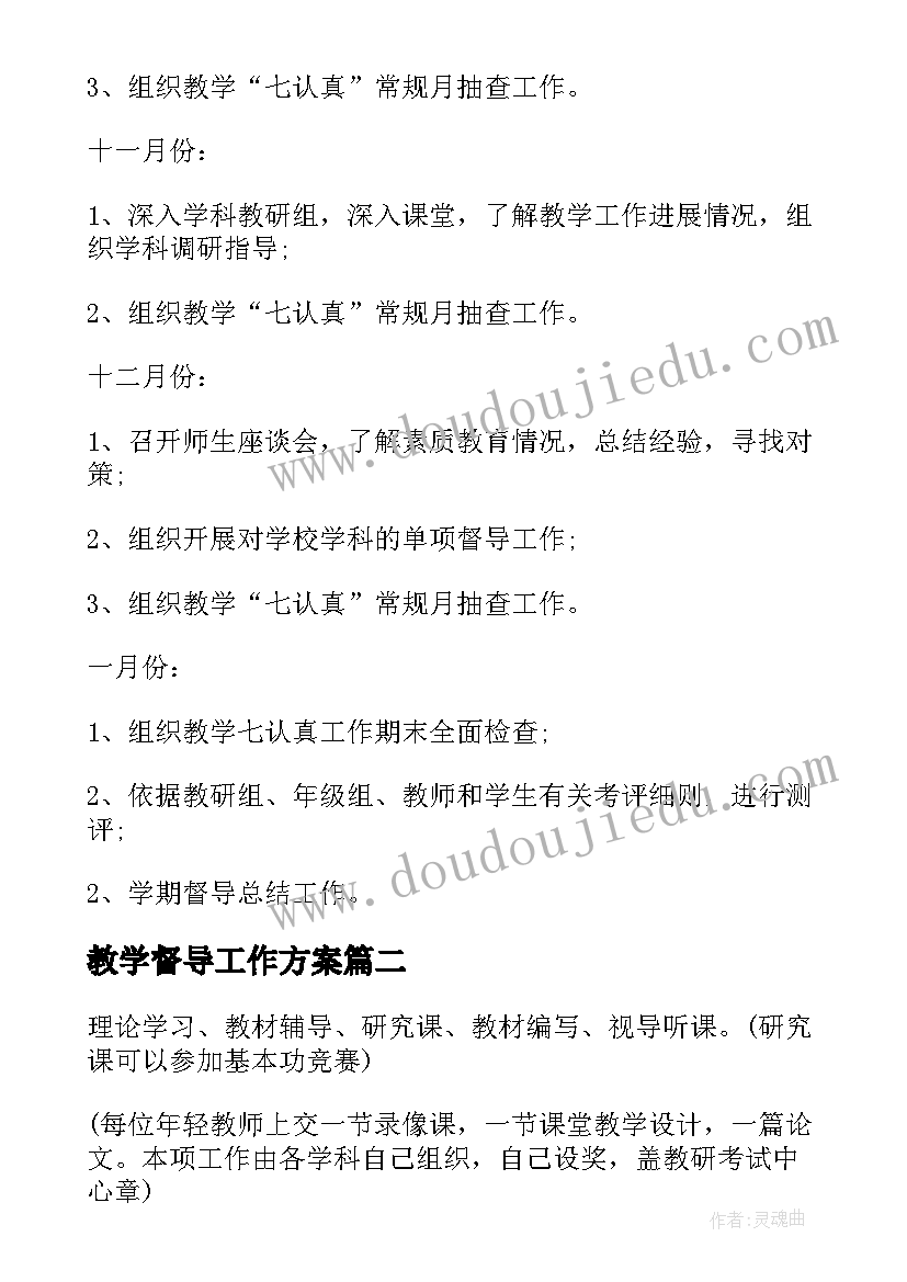 教学督导工作方案 高校校级教学督导工作计划(精选5篇)