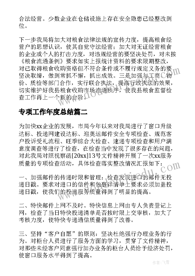 2023年专项工作年度总结(优质9篇)