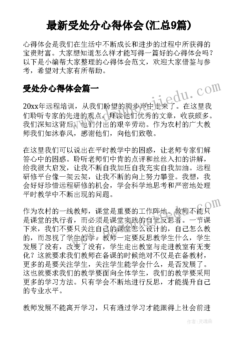 最新受处分心得体会(汇总9篇)