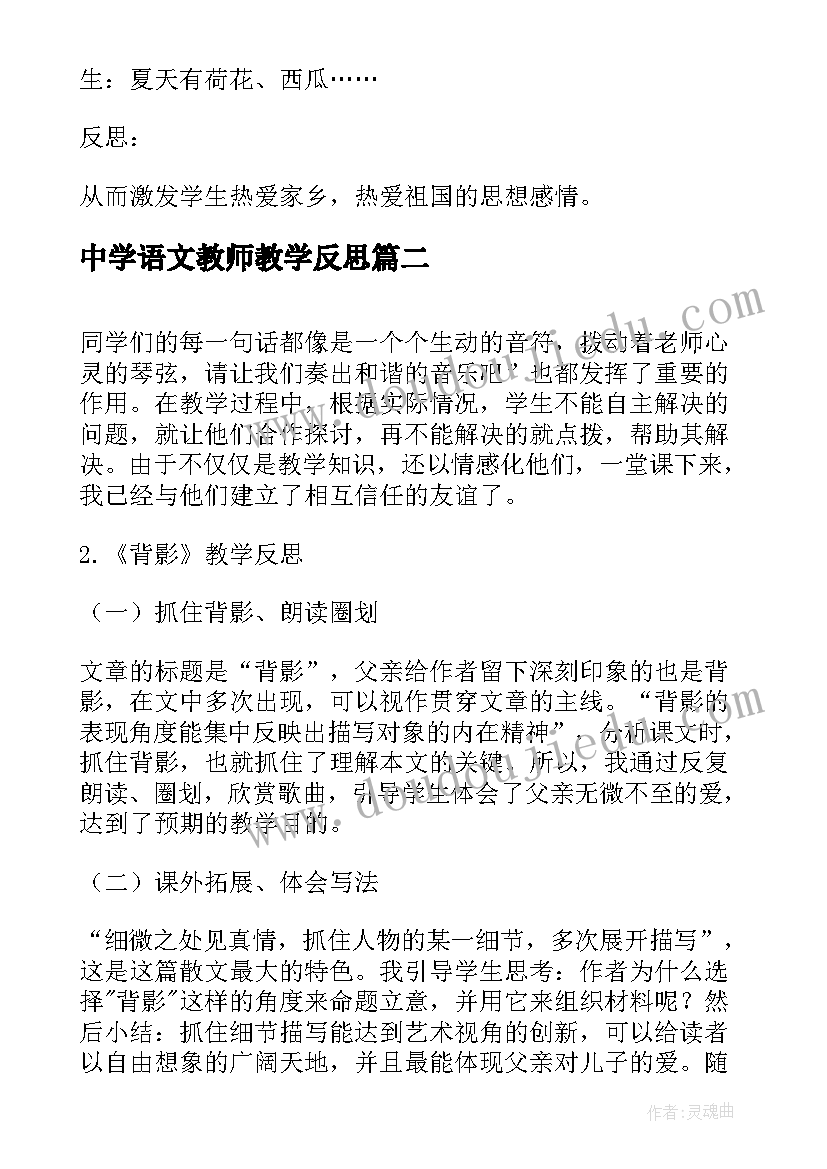 最新中学语文教师教学反思 语文课文教学反思(优质7篇)