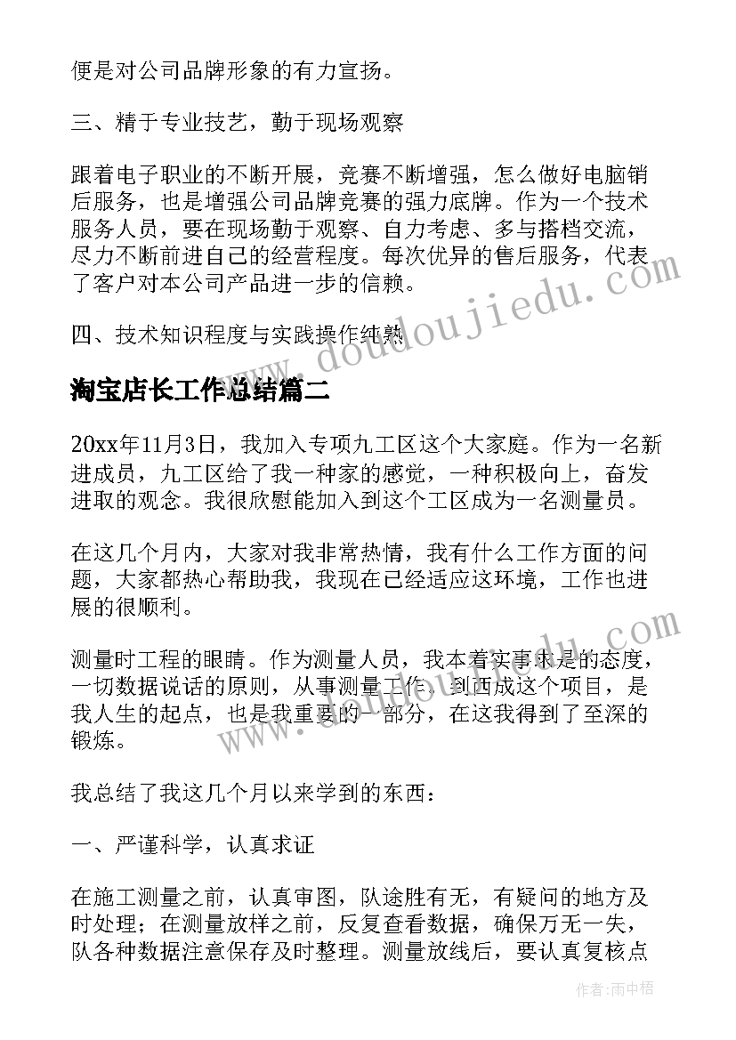 淘宝店长工作总结 个人年终工作总结(实用7篇)