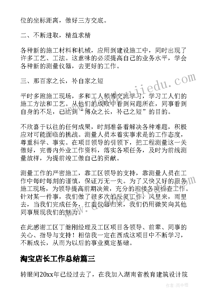 淘宝店长工作总结 个人年终工作总结(实用7篇)