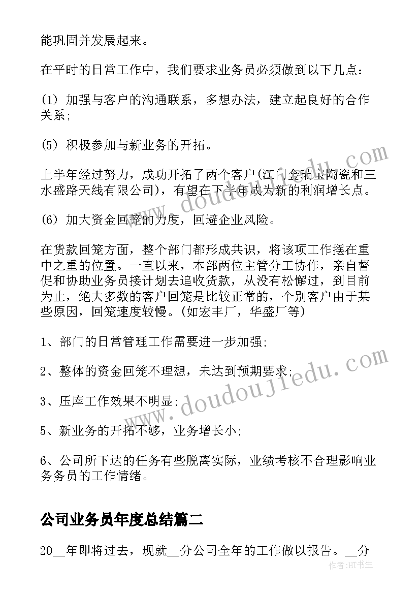 公司业务员年度总结(优质5篇)