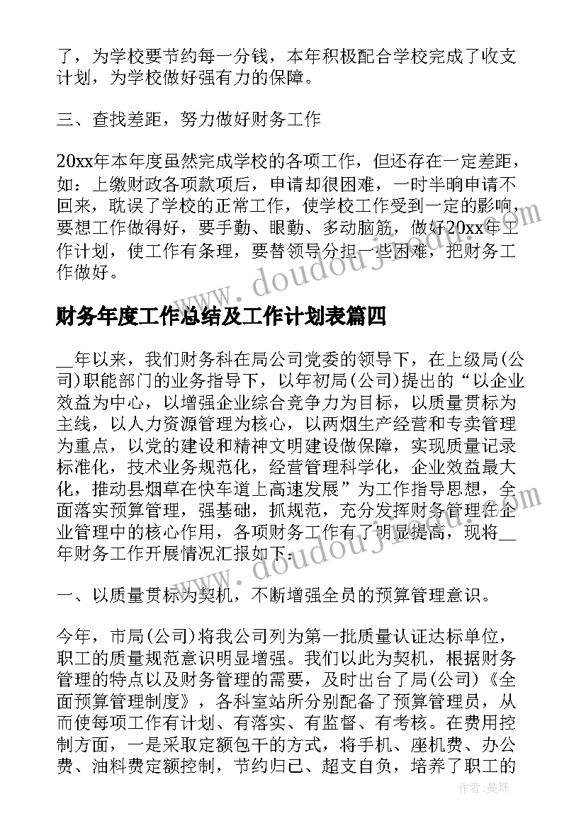 财务年度工作总结及工作计划表 财务个人年度工作总结及工作计划(精选5篇)