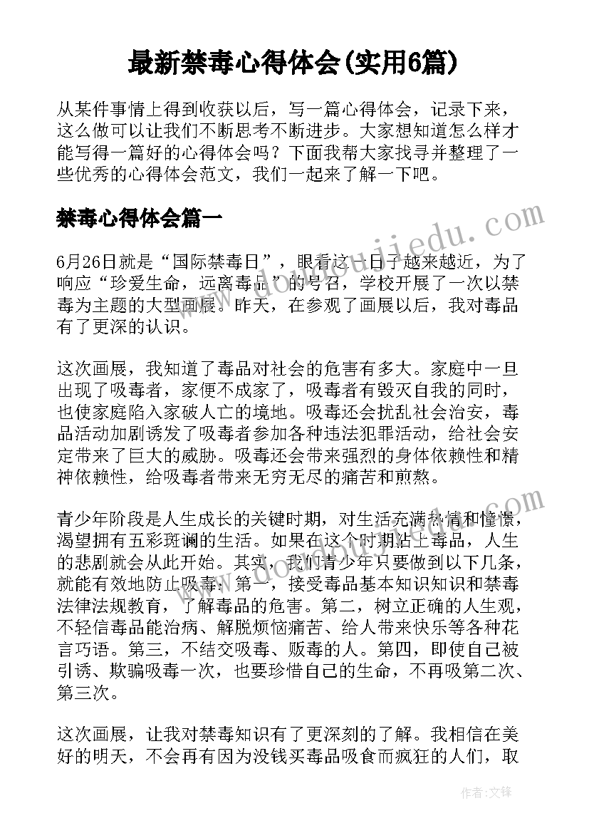 最新禁毒心得体会(实用6篇)