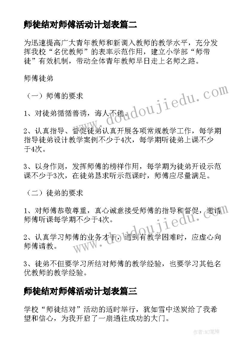 最新师徒结对师傅活动计划表 师徒结对活动计划(模板5篇)