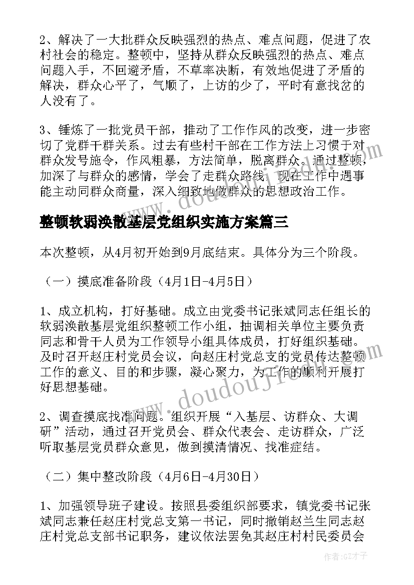 2023年整顿软弱涣散基层党组织实施方案 软弱涣散基层党组织整顿工作报告(实用5篇)