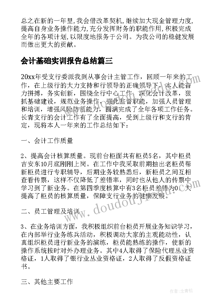 2023年会计基础实训报告总结 会计年终总结报告(优质5篇)