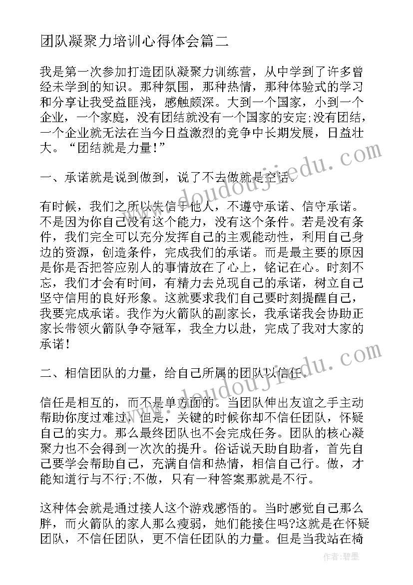 2023年团队凝聚力培训心得体会(大全5篇)