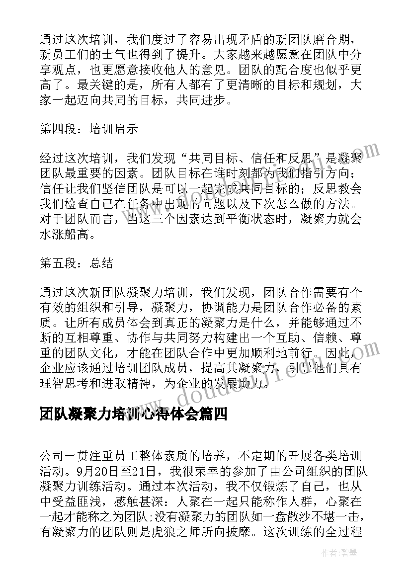 2023年团队凝聚力培训心得体会(大全5篇)