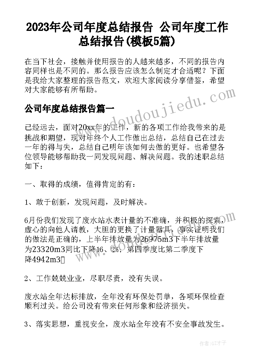 2023年公司年度总结报告 公司年度工作总结报告(模板5篇)