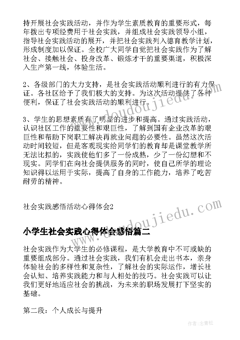 2023年小学生社会实践心得体会感悟 社会实践感悟活动心得体会(实用10篇)