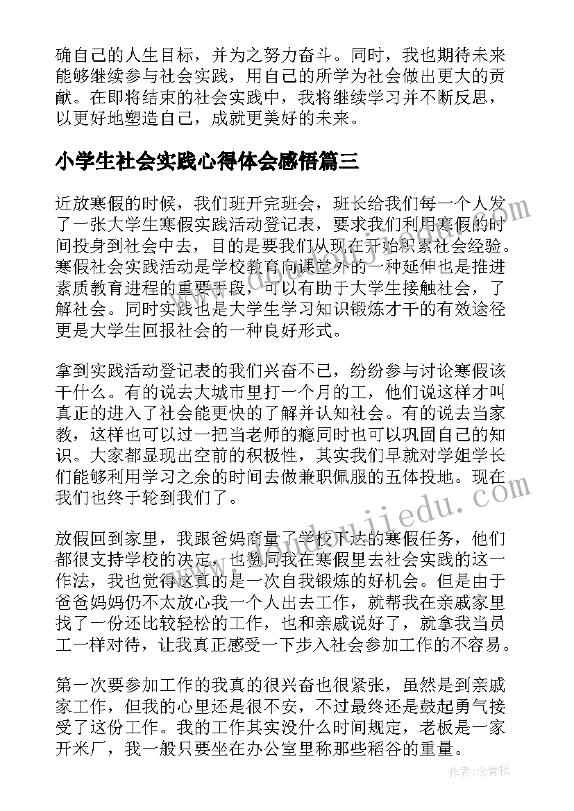 2023年小学生社会实践心得体会感悟 社会实践感悟活动心得体会(实用10篇)