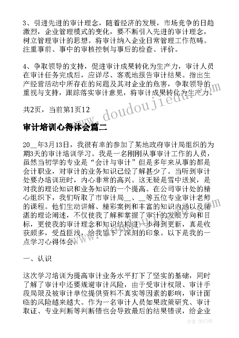 最新审计培训心得体会(精选5篇)