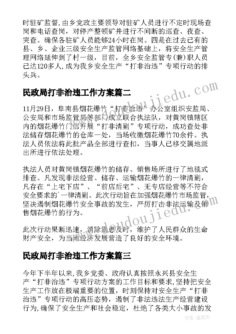 2023年民政局打非治违工作方案(精选10篇)