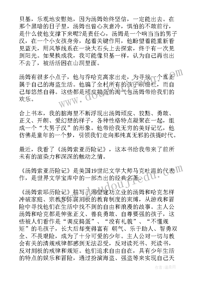 最新汤姆索亚历险记读书感悟 汤姆索亚历险记读后感(大全7篇)