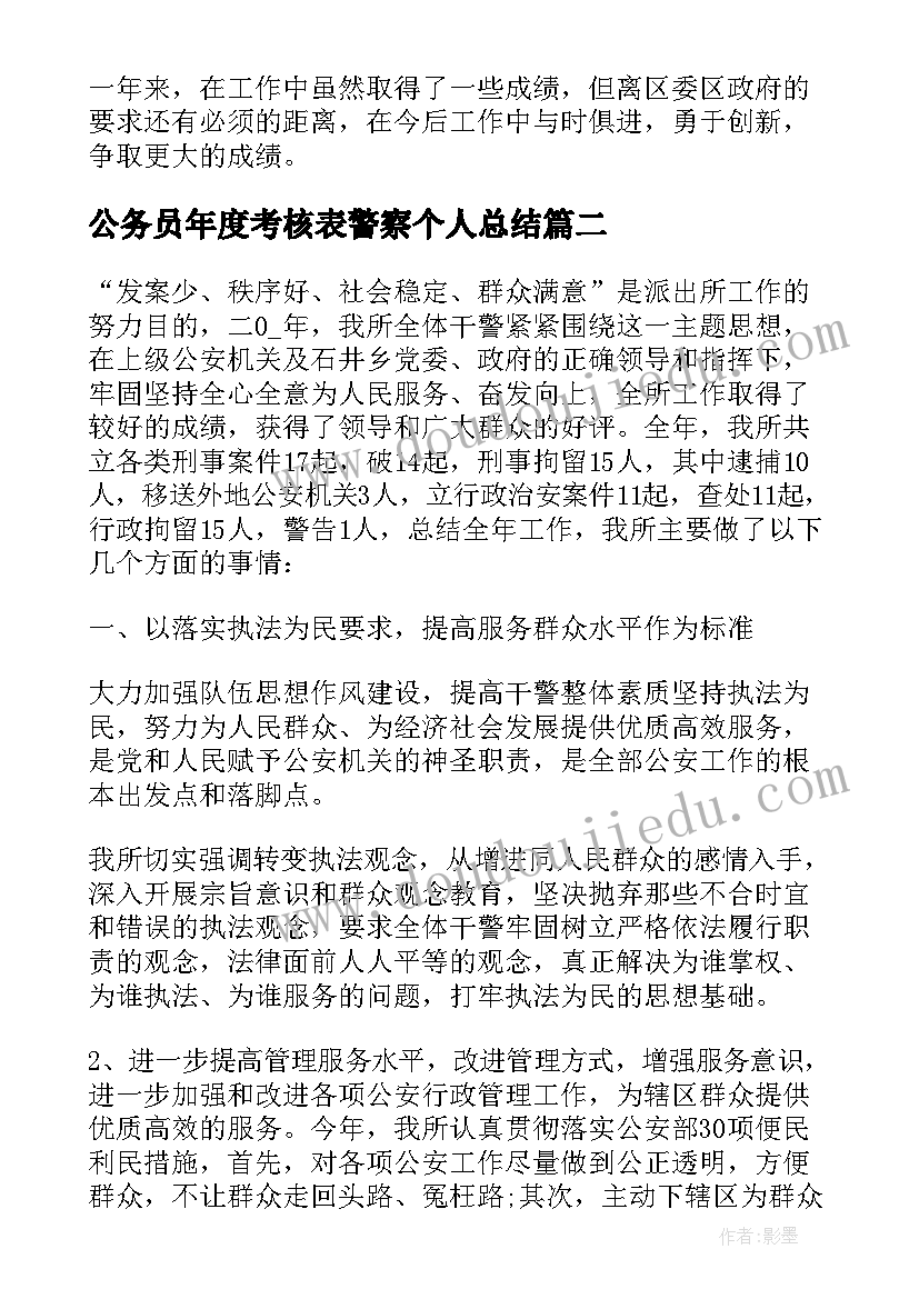 2023年公务员年度考核表警察个人总结(大全10篇)