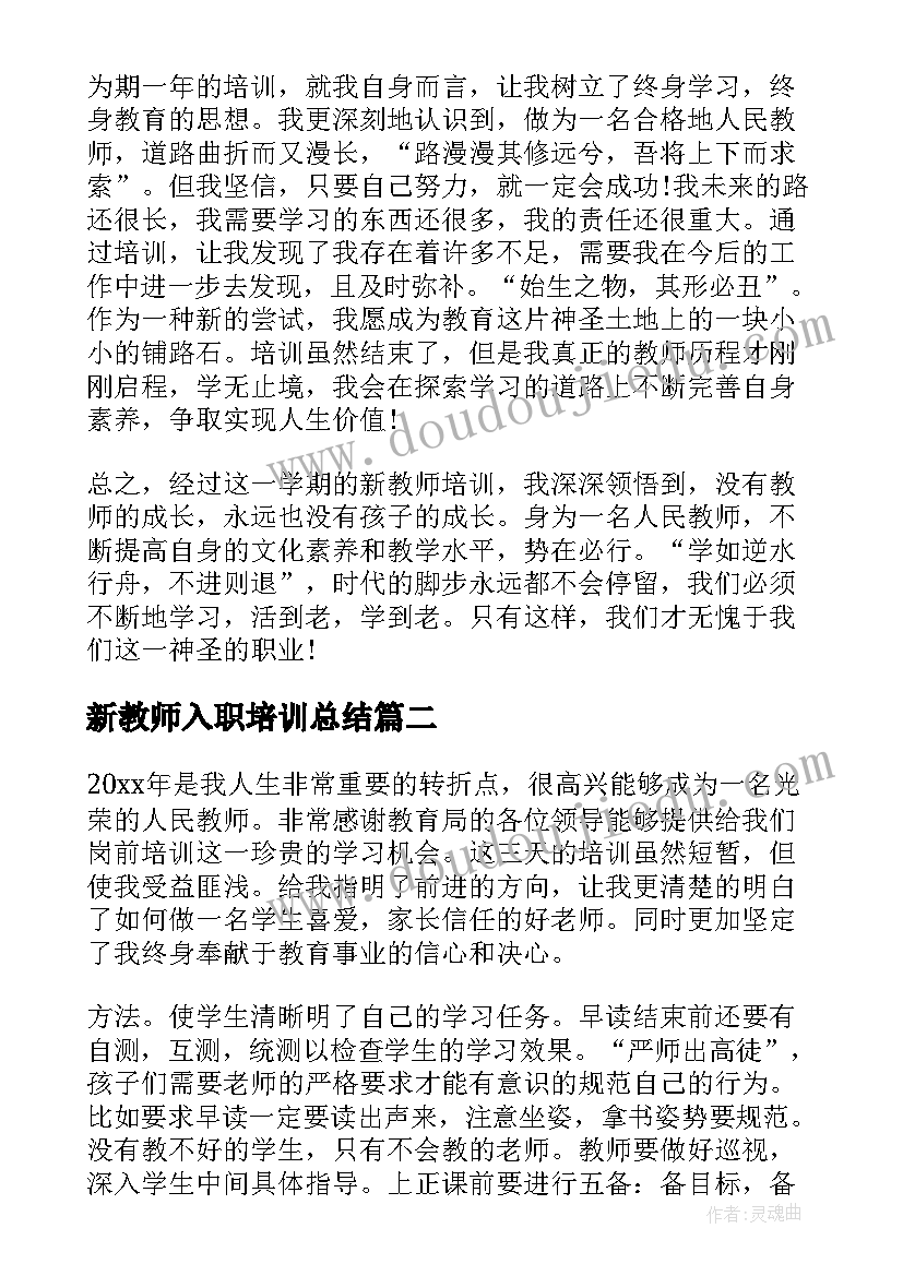 2023年新教师入职培训总结 新教师入职培训工作总结(模板5篇)