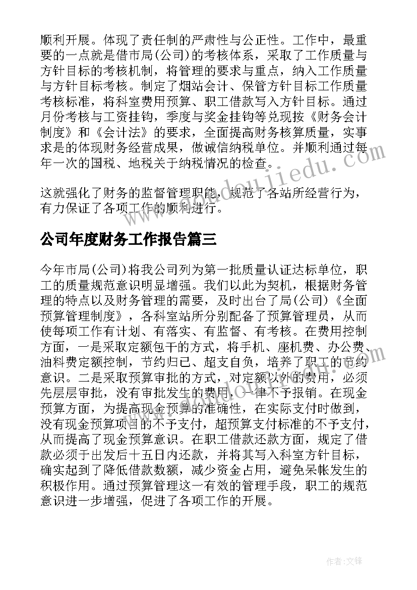 公司年度财务工作报告(模板10篇)