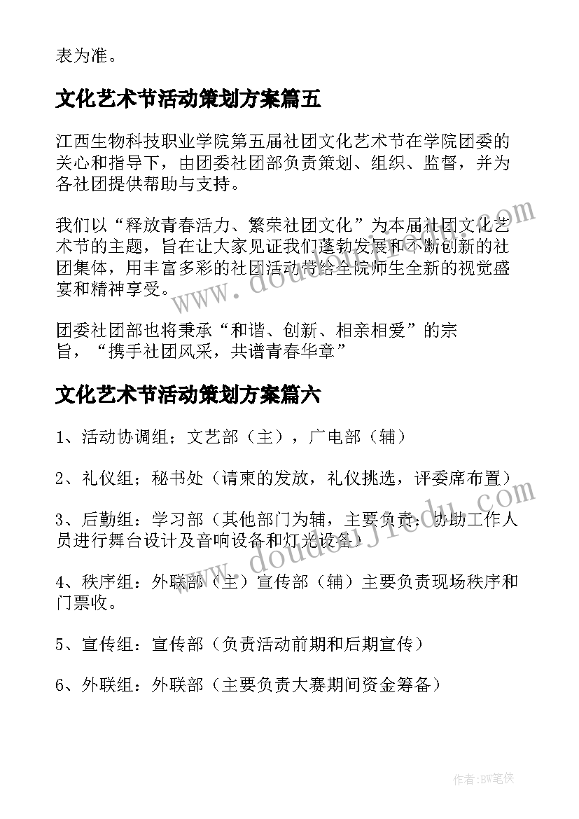 文化艺术节活动策划方案 文化艺术节活动策划书(精选7篇)