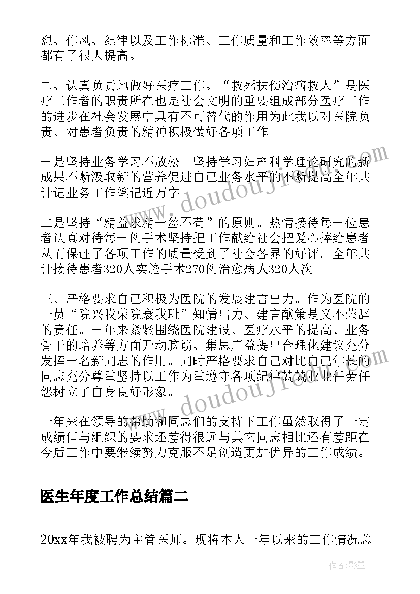 医生年度工作总结(优秀5篇)