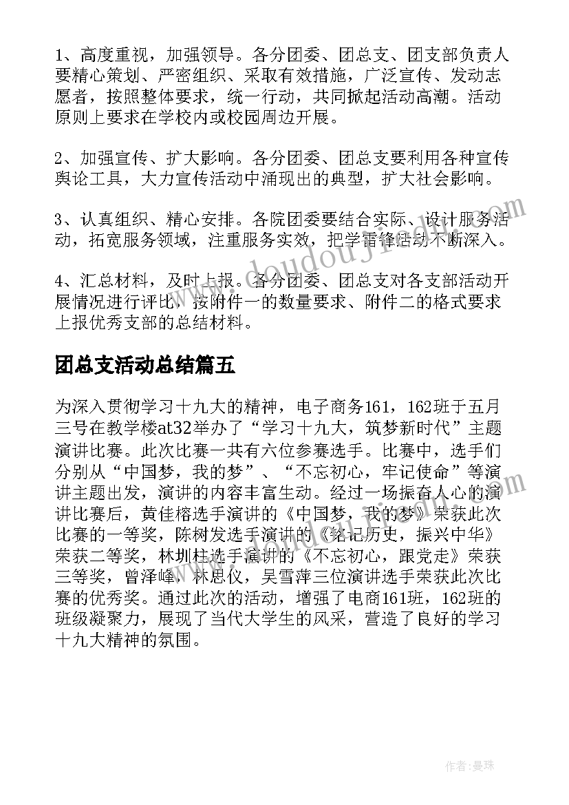 团总支活动总结(优秀5篇)