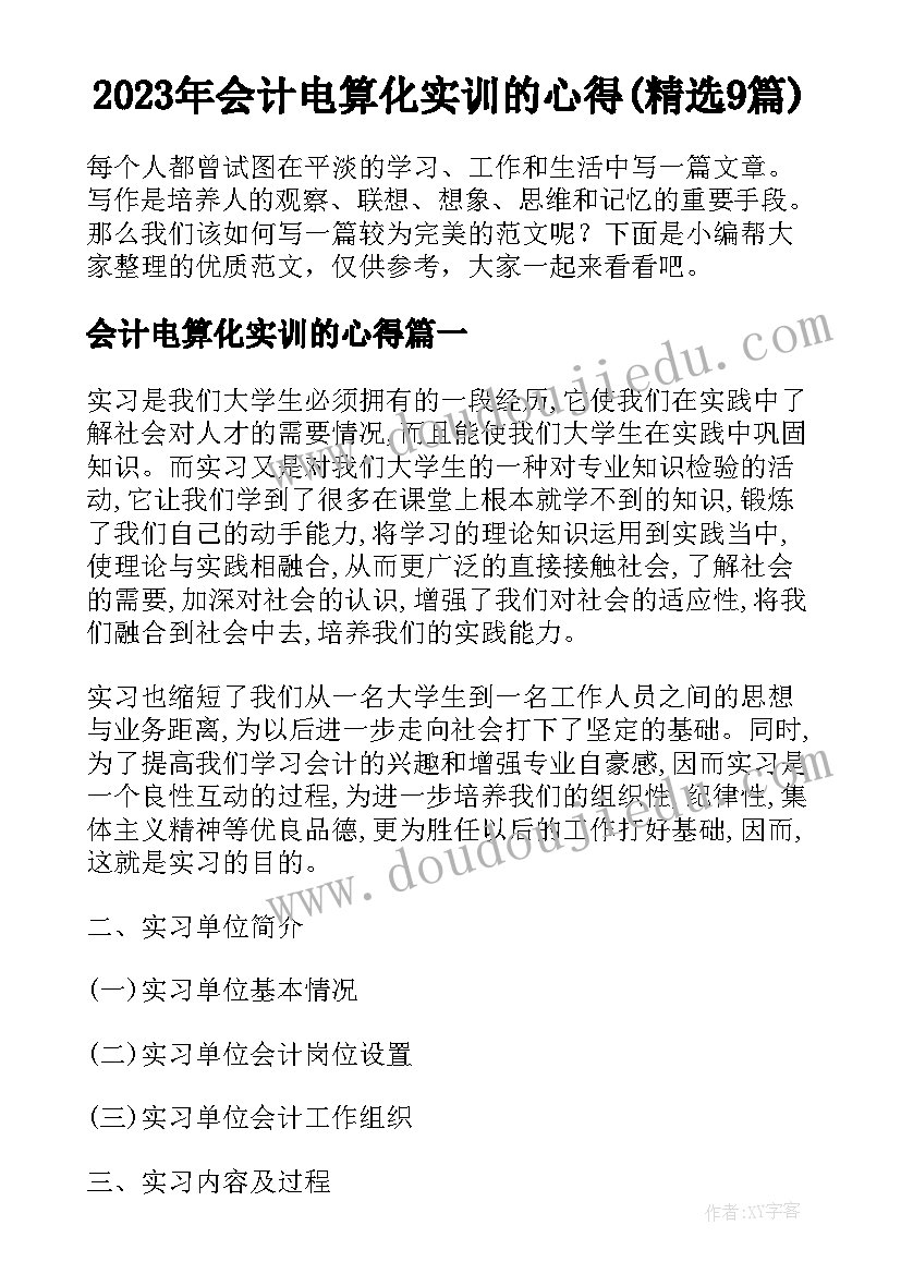 2023年会计电算化实训的心得(精选9篇)